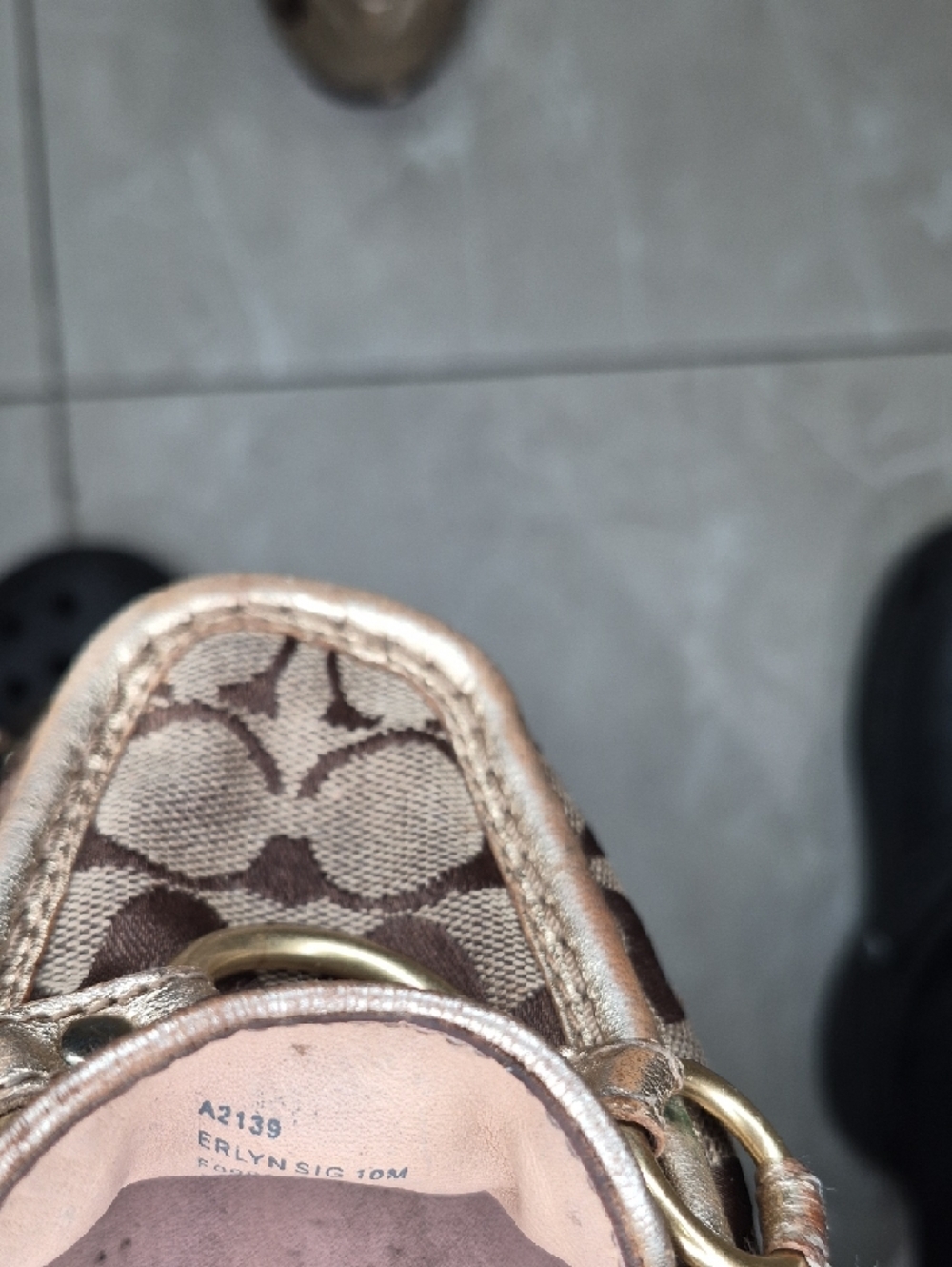 Coach Brown Signature Canvas Logo Flats with Gold Hardware - Picture 6 of 10